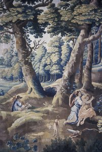 カントリーマンションの生活のタペストリーシリーズ（テキスタイル）のシーン（1275717も参照） 作： Flemish School